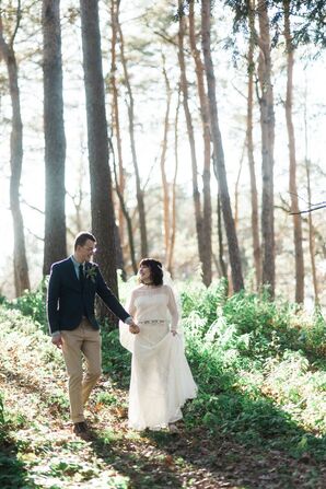 Bohemian Bride and Scottish Groom in Forest