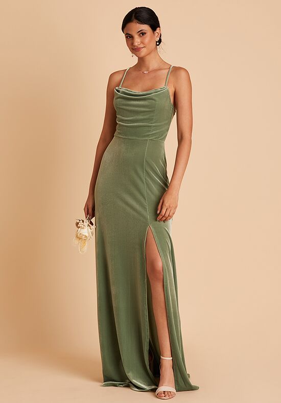 Birdy Grey Ash Dress in Velvet Dark Sage Bridesmaid Dress - 1