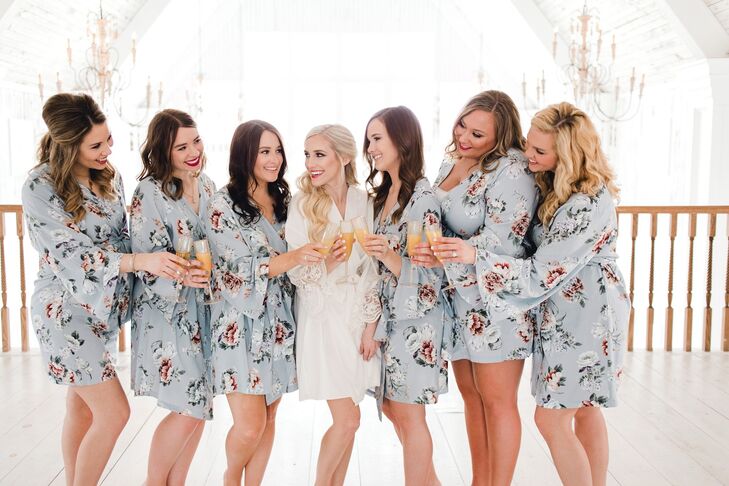 Traditional Getting-Ready Activities with Champagne and Matching Robes