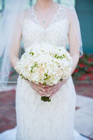 White Bouquet With Orchids and Stephanotis