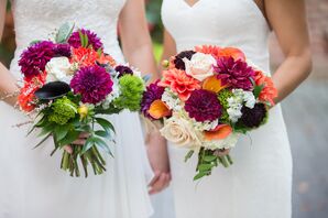 Bright Bouquet of Dahlias, Lilies, Hydrangeas and Roses