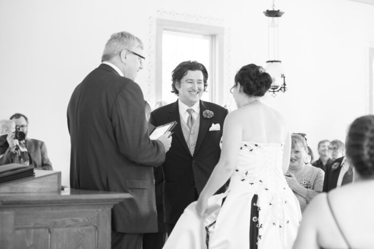 The couple exchanged vows in a small heritage chapel, where Eric's brothers had also gotten married.