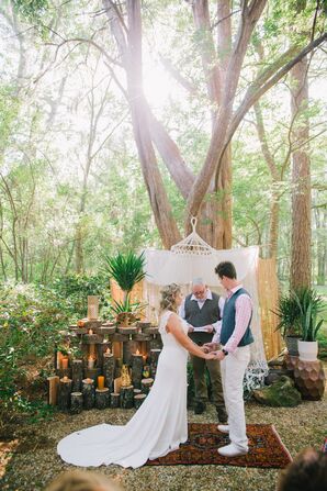 Vow Exchange Outdoors Among Boho Accents