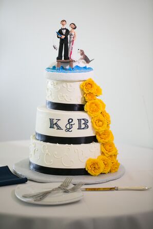 Tiered Wedding Cake With Nautical Topper