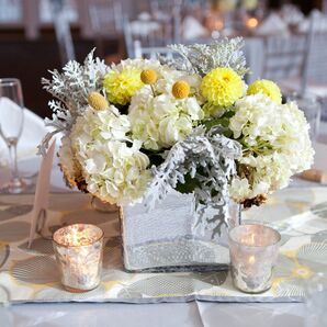 Yellow and Gray Centerpieces