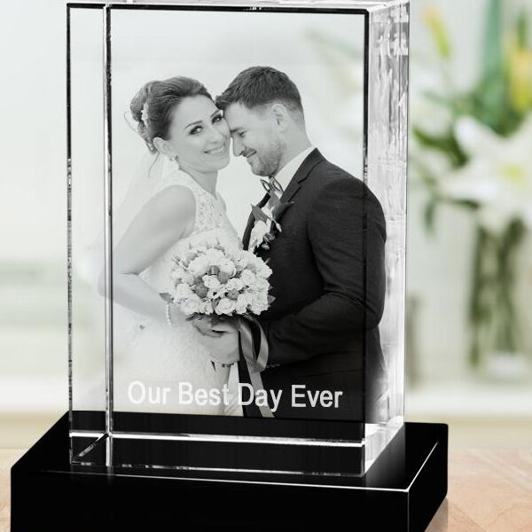 3D crystal photo 15-year traditional anniversary gift