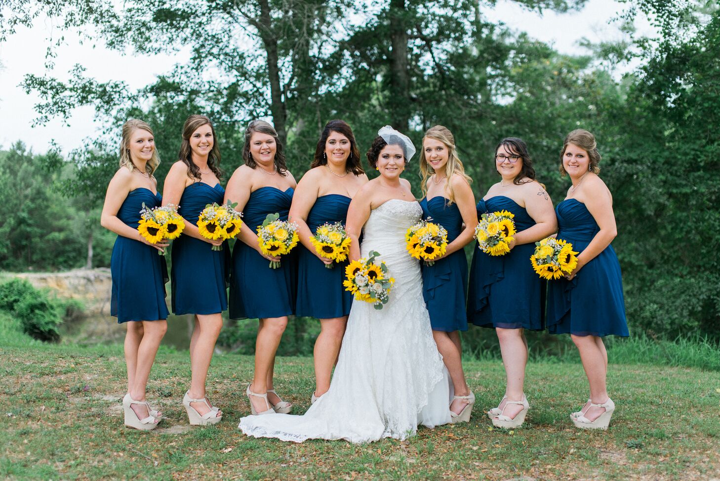Short Strapless Navy Bridesmaid Dresses