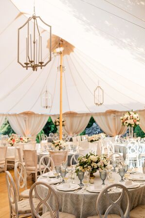 Tented Wedding Reception With Pendant Chandeliers