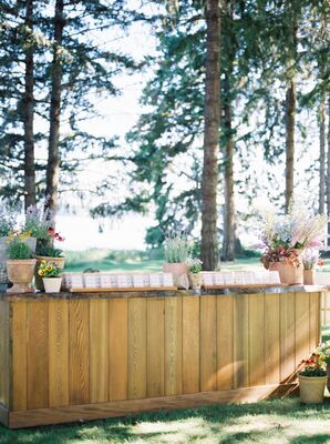 Wooden Bar on Private Property With Wildflower Seed Escort Cards