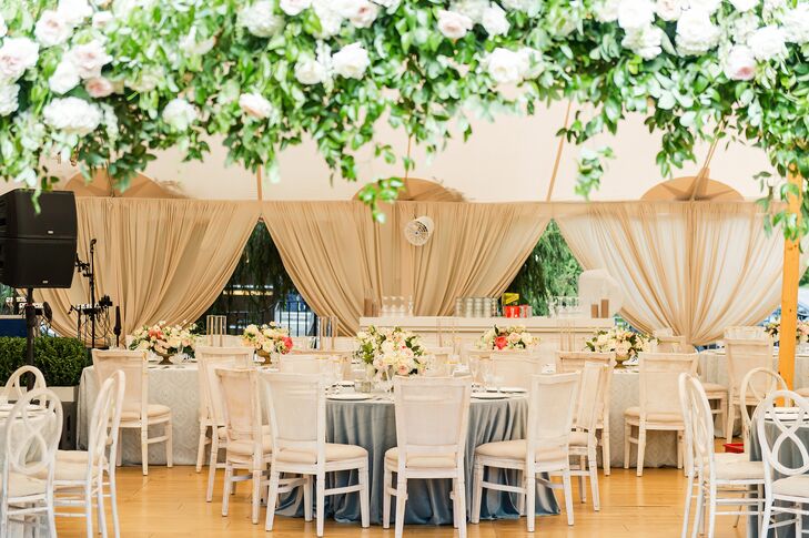 Tented Wedding Reception With Upholstered Chairs