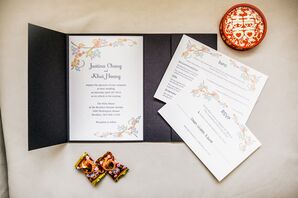 Colorful Cherry-Blossom-Inspired Wedding Invitations