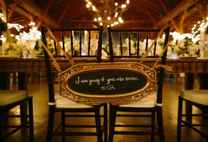 Gold Framed Chalkboard Chair Sign