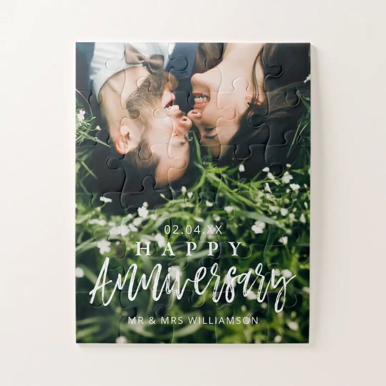 Custom anniversary jigsaw puzzle idea for game night. 