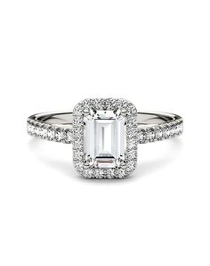 Forever One Moissanite Glamorous Emerald Cut Engagement Ring