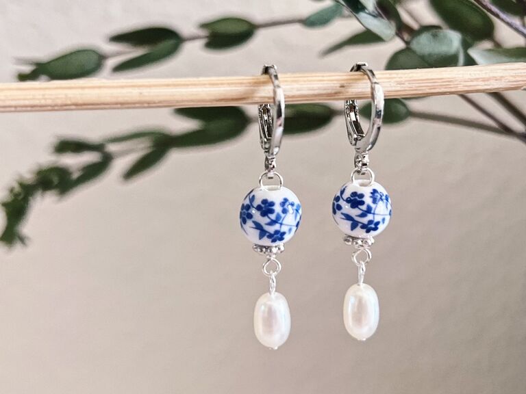 Blue porcelain dangly earrings from Etsy. 