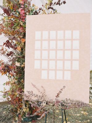 Pink-and-White Escort Card Display Wall