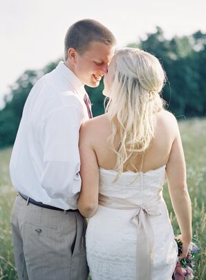 Loose Curl and Side Braid Wedding Hairstyle