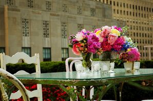 Bright Pink Roses and Peonies Centerpieces