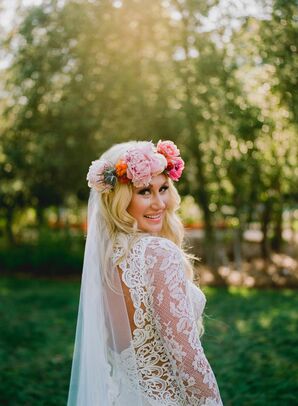 Bohemian Pink Peony Flower Crown