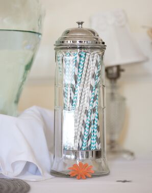 Striped Straws in Glass Canister