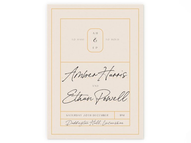 Inexpensive wedding invitation template with handwriting-style font