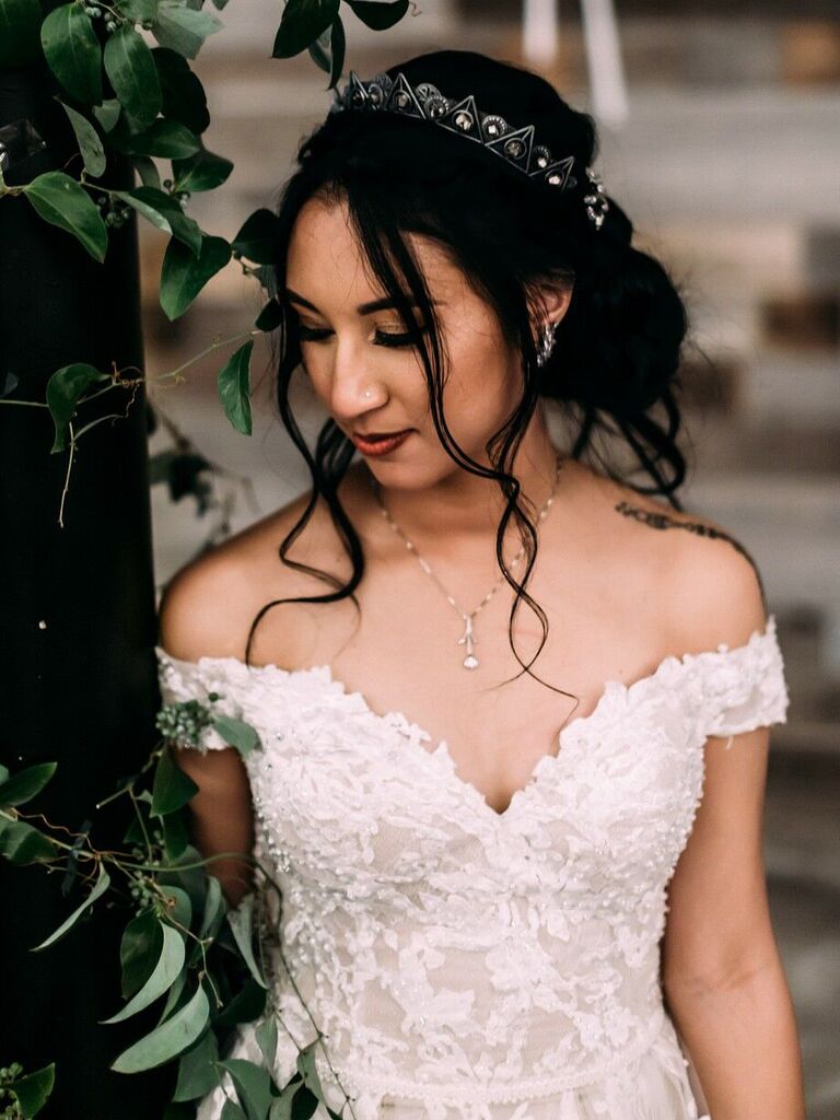 wedding makeup dark smokey eye and dark red lipstick