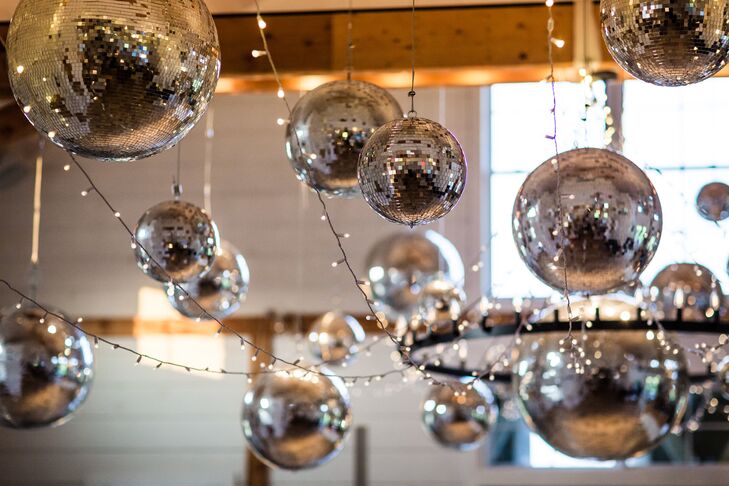Disco Ball and String Light Canopy
