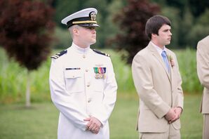Josh in Military Uniform, Wedding Ceremony