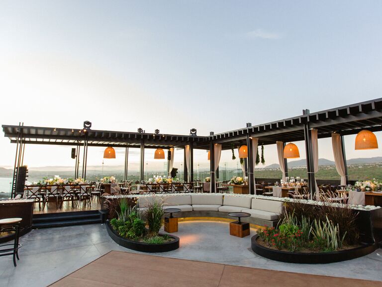 Surprise engagement party rooftop venue