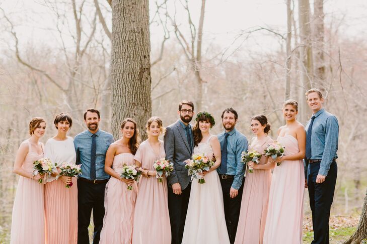 Blue and Blush Wedding Party
