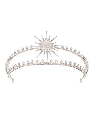 AW Bridal AW BRIDAL Halo Crown Stars Goddess Halo Crown for Women Queen Tiara Headpiece for Wedding Pageant Prom Quinceanera Costume Party Hair Accessories, Silver Silver Tiara