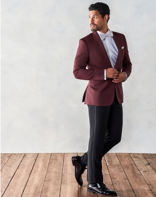 The Black Tux Burgundy Shawl Jacket Tuxedo Red Tuxedo - 6