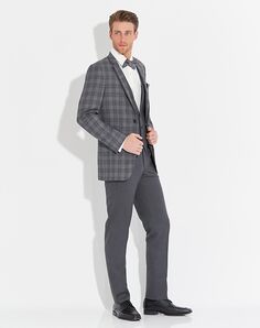 Allure Men Plaid Sterling Gray Tuxedo