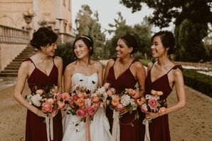 Bridal Party Portraits at Villa del Sol d'Oro in Sierra Madre, California