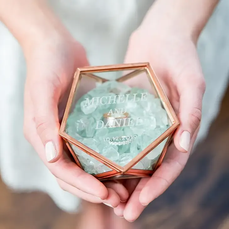 Small Glass Geometric Terrarium Ring Bearer Box
