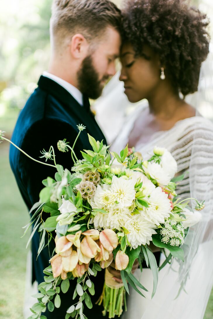 Cascading Bouquet With Greenery and White Chrysanthemums