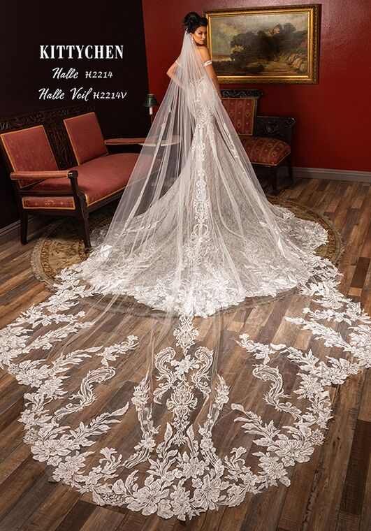 KITTY CHEN HALLE, H2214 Fit-and-Flare Wedding Dress - 6