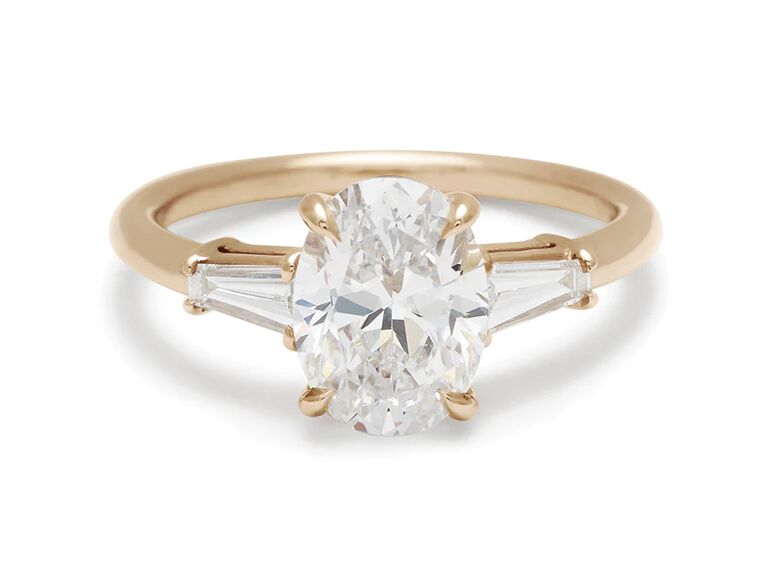 2-carat oval engagement ring with two side stones