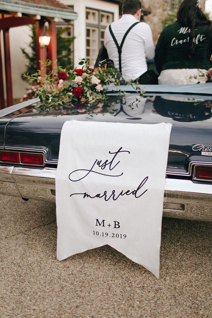 Just Married Getaway Car Sign at The Beverly Mansion in Marengo, Ohio