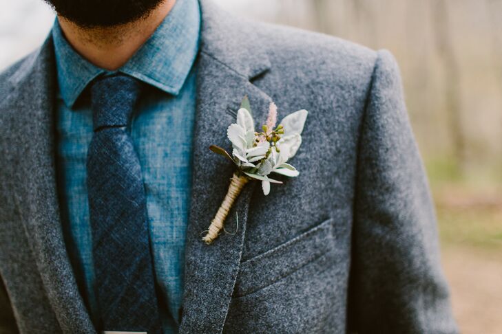 Succulent Boutonniere With Blush Astilbe