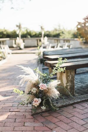 Boho Aisle Decoration with Quicksand Roses and Grasses