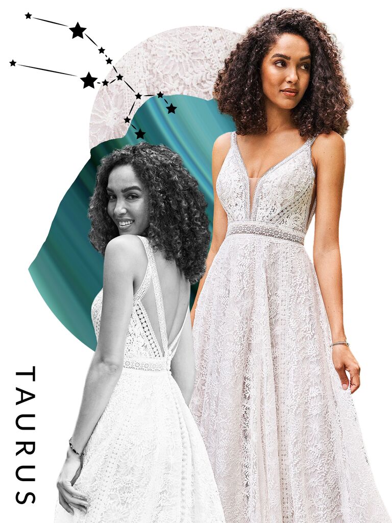 Lillian West style 66239 A-line allover lace dress