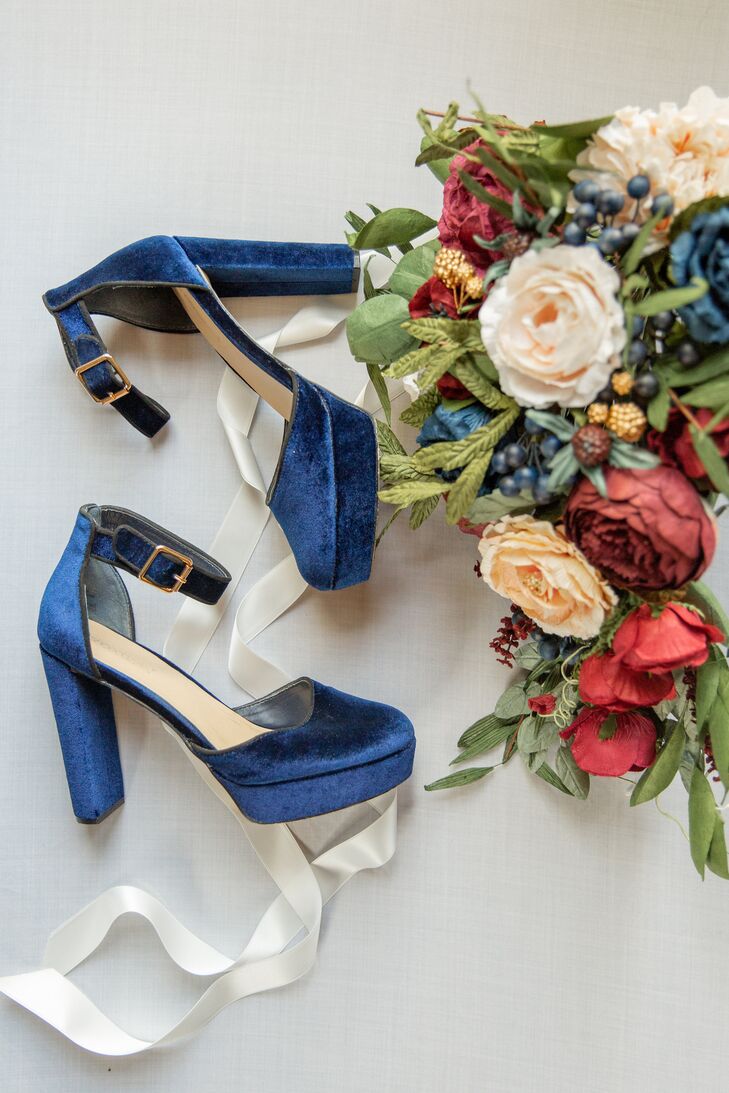 Shoes and Bouquet for Wedding at Riverbed Farms in Anaheim, California