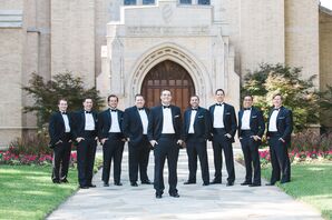 Classic Black-and-White Groomsmen Tuxedos