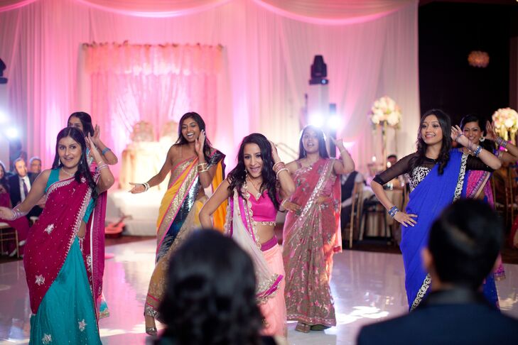 After a delicious dinner of traditional Indian cuisine and sweet speeches by their closest family members and friends, Megha and Hari were taken by surprise when their wedding party and families hit the dance floor to perform a special surprise dance. “In our culture, dancing is huge,” Megha says, “so we were thrilled that our family and friends took the time to surprise us with a dance.”