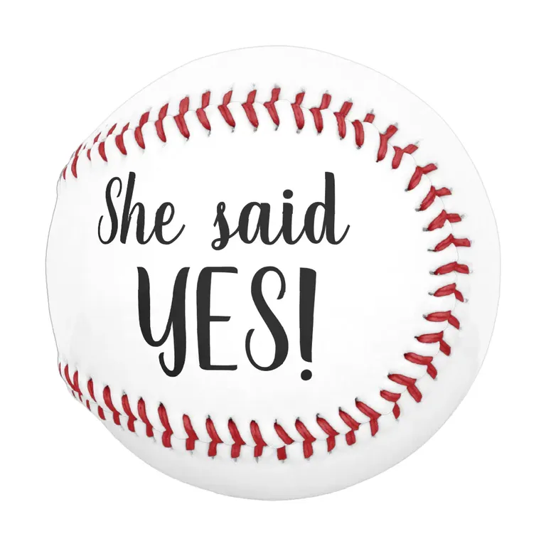 'She said yes!' baseball engagement photo prop