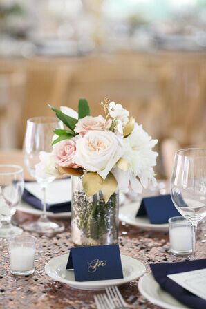 Navy Blue and Gold Escort Cards