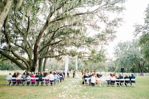 White and Ivory Outdoor Ceremony Decor