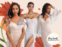 Collage of best sparkly wedding dresses 2023-2024. 