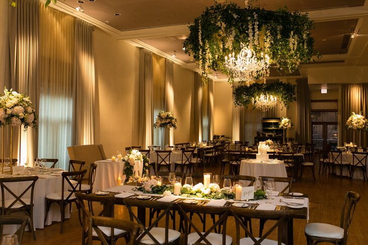 Lush Greenery and Wisteria at Wedding Reception at The Ivy Room at Tree Studios in Chicago, Illinois